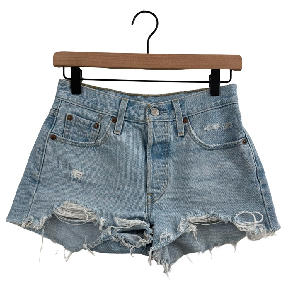 Vintage Levi's Light Blue Distressed Denim Jean Shorts